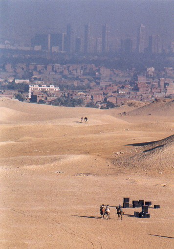 Looking back towards Cairo - Giza Plateau
<br>
Photo: Robert Downie - February 2001 (EOS 300) 