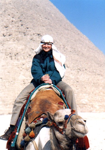 Jane - Pyramid of Chephren (Khafre)
<br>
Photo: Robert Downie - February 2001 (EOS 300) 