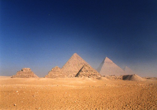 Pyramids of Giza 
<br>
Photo: Robert Downie - February 2001 (EOS 300) 
