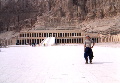 Myself - Deir al-Bahri (Temple of Hatshepsut)
<br>
Photo: Jane Downie - February 2001 (EOS 300) 
