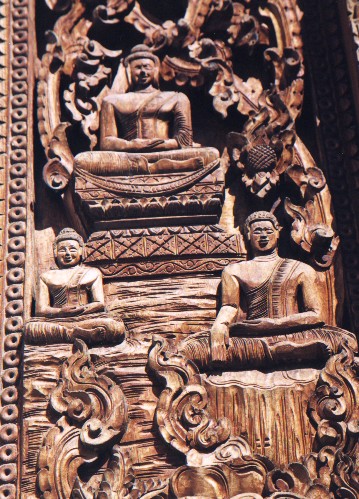 Wood Carvings at a Monestry in Vientiane
<br>
Photo: Robert Downie - December 2000 (EOS 300) 