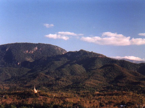 Looking towards Santi Jedi Peace Pagoda from That Chomsi - Luang Phabang
<br>
Photo: Robert Downie - December 2000 (EOS 300) 