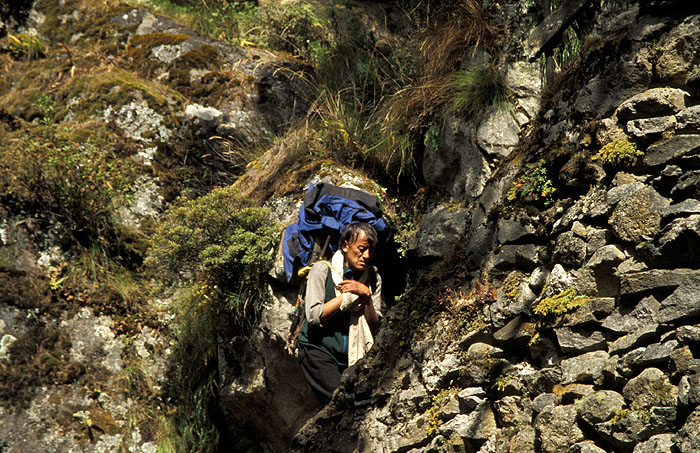 Steep section of the trail on the way to Namche Bazaar
<br>
Photo: Robert Downie - 2004 (EOS 300)