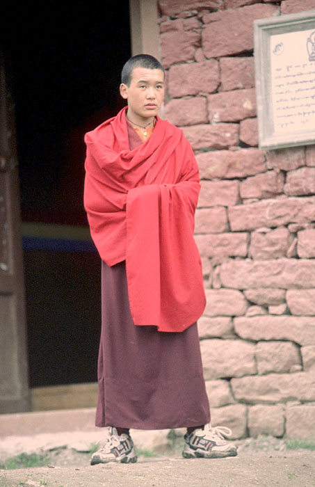 A young monk -  Tengboche Monastery 
<br>
Photo: Robert Downie - 2004 (EOS 300)