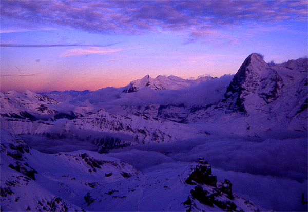 Looking back across towards the Eiger (3970m) from the Schilthorn
<br>
Photo: Robert Downie - January 2002 (EOS 300) 
