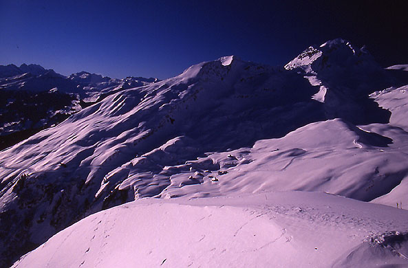 Looking down towards a little village from the restaurant at First
<br>
Photo: Robert Downie - January 2002 (EOS 300) 