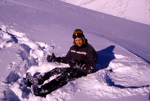 Ady making a snow angel - First
<br>
Photo: Robert Downie - January 2002 (EOS 300) 