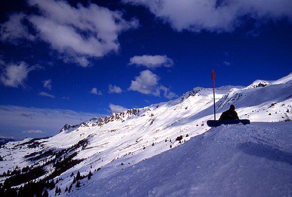 Ady taking a break (Red 4)  - Valbella 
<br>
Photo: Robert Downie - February 2002 (EOS 300) 