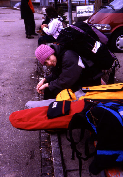 Ady waiting for the bus - Unterwasser 
<br>
Photo: Robert Downie - February 2002 (EOS 300) 