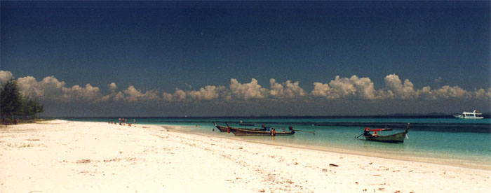 One of numerous small islands in off Ko Pi Pi Leh - Andaman Sea 
<br>
Photo: Robert Downie - February 1998 (EOS IX) 