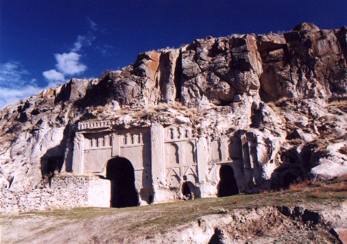 An old grinding mill carved into the rock, reminiscent of Petra - Ilhara Canyon
<br>
Photo: Robert Downie - January 2001 (EOS 300)