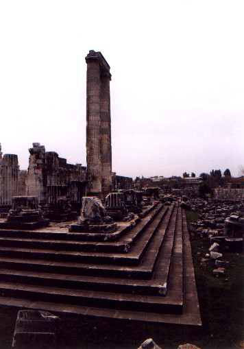 The last two of the ancient gigantic columns that remain standing. Once residence of the great oracle. Didyma.
<br>
Photo: Robert Downie - January 2001 (EOS 300)