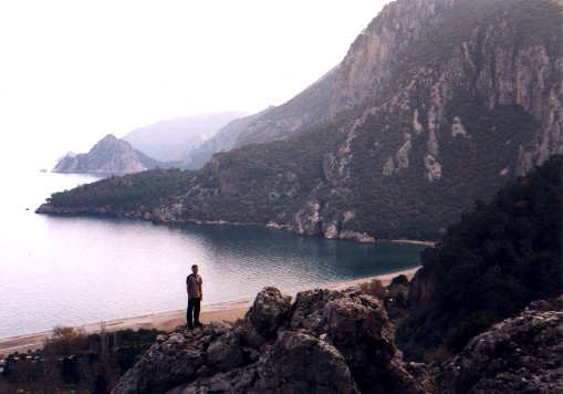 Looking back over �irali towards Olympos
<br>
Photo: Jane Downie - January 2001 (EOS 300)