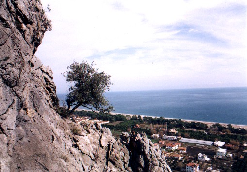 Looking back over �irali - You can make Jane out climbing on the bottom right.
<br>
Photo: Robert Downie - January 2001 (EOS 300)