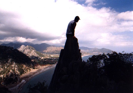 Myself ontop of the world.  Olympos and �irali can been seen on the bottom left.
<br>
Photo: Jane Downie - January 2001 (EOS 300)