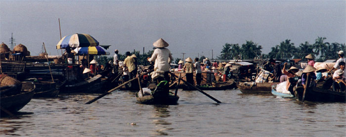 Floating Markets - Mekong Delta 
<br>
Photo: Robert Downie - December 1998 (EOS IX) 